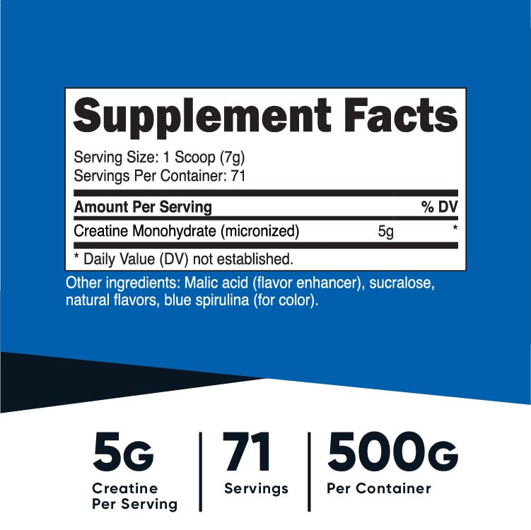 Nutricost Creatine Monohydrate Powder (Blue Raspberry), 500 Grams (1.1 LBS) Nutricost Au supplements