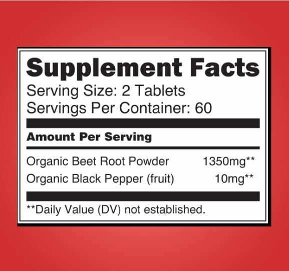 Organic Beet Root Powder 1350mg with Black Pepper-Nitric Oxide Booster, Digestive System Blossom Nature Au supplements