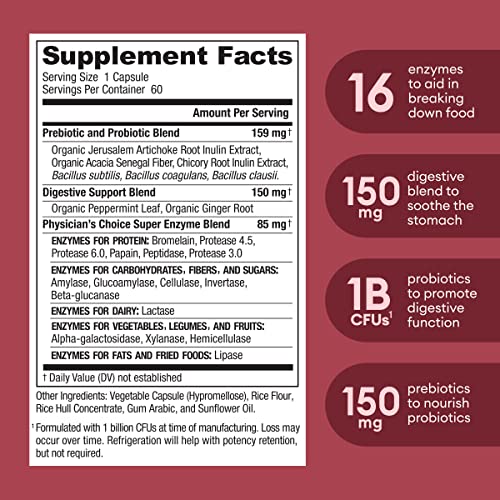 Physician's CHOICE Digestive Enzymes - Multi Enzymes, Organic Prebiotics & Probiotics Physician's CHOICE Au supplements