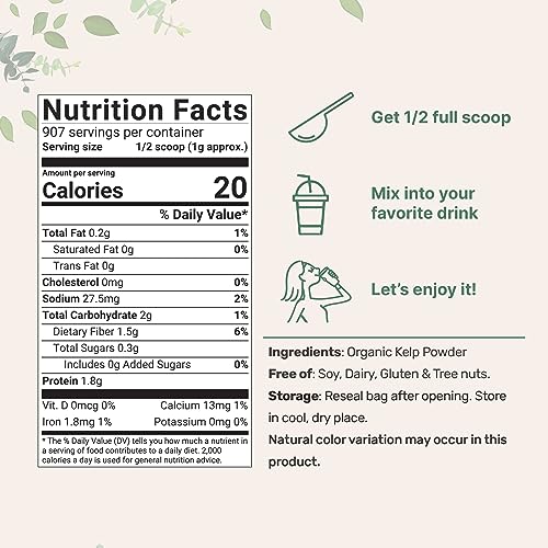 Organic Kelp Powder Supplement, 2lbs | Sustainably US Grown, Raw Ascophyllum Nodosum Micro Ingredients Au supplements