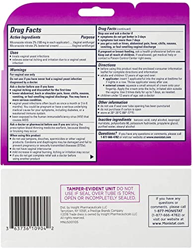 MONISTAT 7-Dose Treatment For Women, 7 Disposable Applicators & External Itch Cream, (Pack of 1) Monistat Au supplements