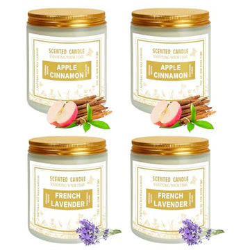 4 Pack Candles for Home Scented, Lavender & Cinnamon Candles Gifts for Women, 28 oz 200H Long zsaltt Au supplements
