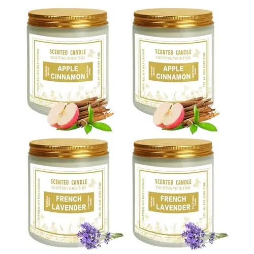 4 Pack Candles for Home Scented, Lavender & Cinnamon Candles Gifts for Women, 28 oz 200H Long zsalttAU supplements
