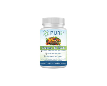 PURE® Greens & Reds Capsules - 30 Servings - 9 Daily Servings of Fruits & Vegetables in 1 Capsule - PhytoServ® Superfood Blend with Broccoli, Kale & Berries - Plant-Based Phytonutrient Shield PURE Au supplements