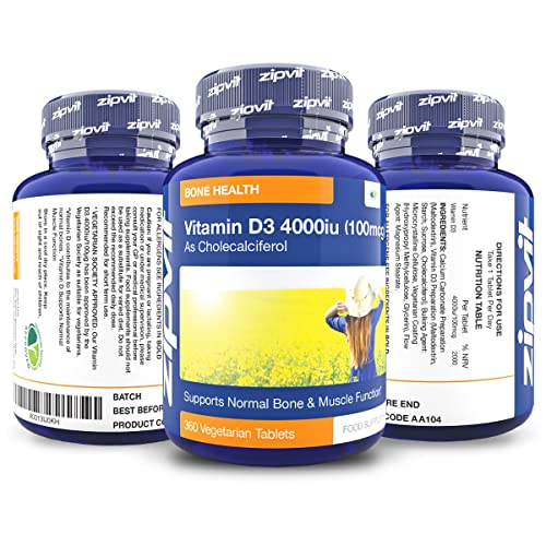 Vitamin D 4000iu 360 Micro Tablets. Vegetarian Society Approved. 12 Months Supply Zipvit Au supplements