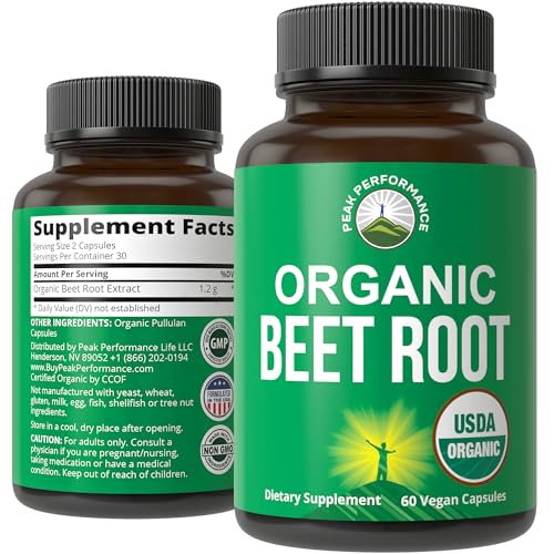 USDA Organic Beet Root Vegan Capsules. Beets Juice Powder Super Food Pills 1200 mg Peak Performance Au supplements