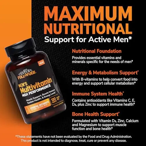 21st Century Full Fuel 365 Active Men’s Multivitamin, 120 Tablets, Daily Vitamins and Minerals for Energy, Muscle Support, Immune Health, No Gluten 21st Century Au supplements