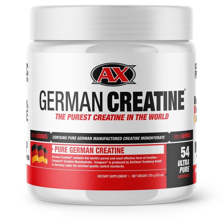 German Creatine - Micronized Creatine Monohydrate Powder, 99.99% Pure Creapure for Muscle Growth, Strength & Performance, Supports Muscle Recovery, 3rd Party Tested, Unflavored - 270g (54 Servings) German Creatine Au supplements