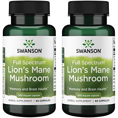Swanson Lion's Mane Mushroom Capsules - 500 mg Each, 60 Capsules Swanson Au supplements