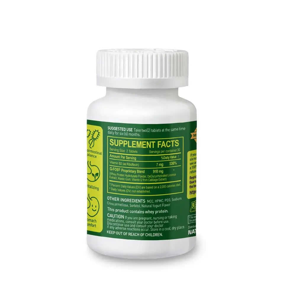 NATURION H. Pylori Support - Digestive Health Supplement with G-FOS Blend, Whey Protein, Licorice, Mastic Gum, Vitamin U, and Vitamin B2 - Stomach Comfort & Gut Balance - 60 Tablets, 30 Day Supply NATURION Au supplements