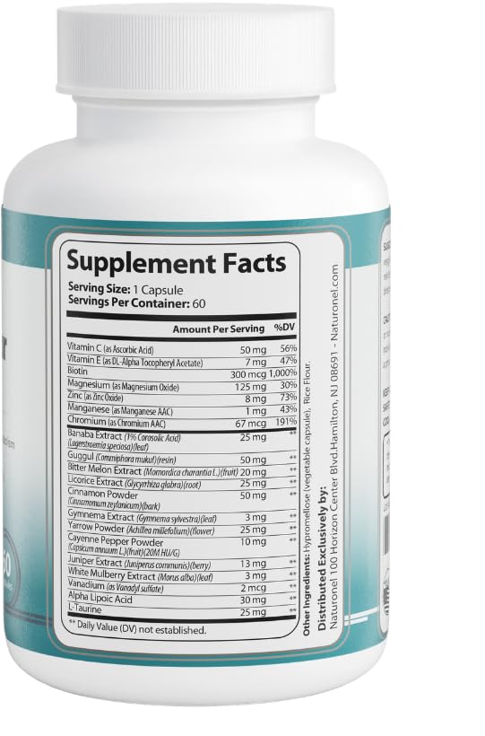 Naturonel Blood Sugar Formula – Metabolic Support with Cinnamon, Banaba, Bitter Melon, Guggul, Licorice, Gymnema, Juniper, Alpha Lipoic Acid & Chromium | Made in USA, GMP Certified Naturonel Au supplements