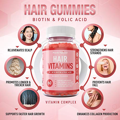 Premium Hair Vitamins Supplement-Gummy Vitamins w/Biotin, Folic Acid, Vitamins A&D Purely Optimal Au supplements