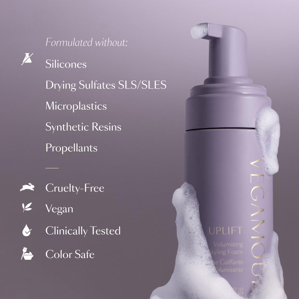 VEGAMOUR UPLIFT Volumizing Styling Foam, For fine, flat & thinning hair, Provides Volume & Resists Humidity, Non Sticky Formula, Bouncy Soft Hair VEGAMOUR Au supplements