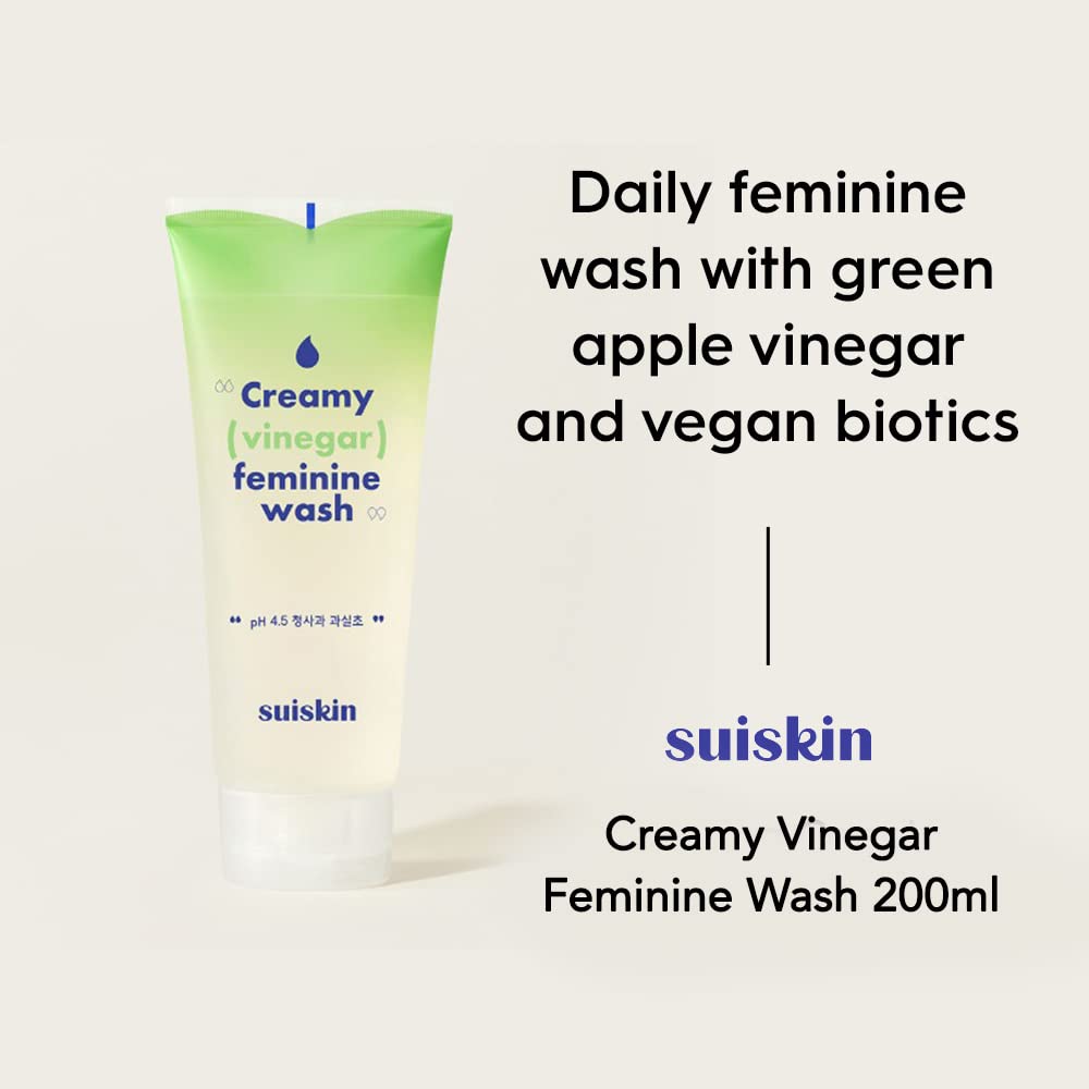 Suiskin Green Apple Vinegar Feminine Wash | Removes odor, pH balanced with Vegan Probiotics, Fragrance-free Suiskin Au supplements