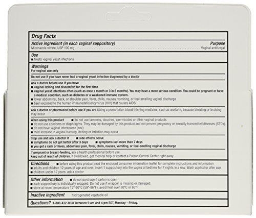 Miconazole 7 Day Vaginal Suppositories 100 mg - 7 ea Miconazole Au supplements