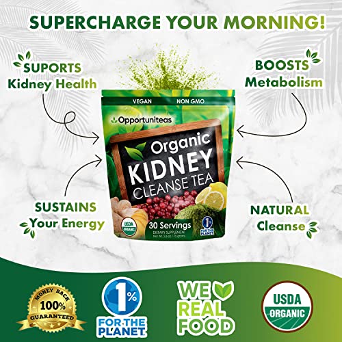 Opportuniteas Organic Kidney Detox Tea- Matcha Green Tea, Cranberry, Lemon & Ginger Opportuniteas Au supplements