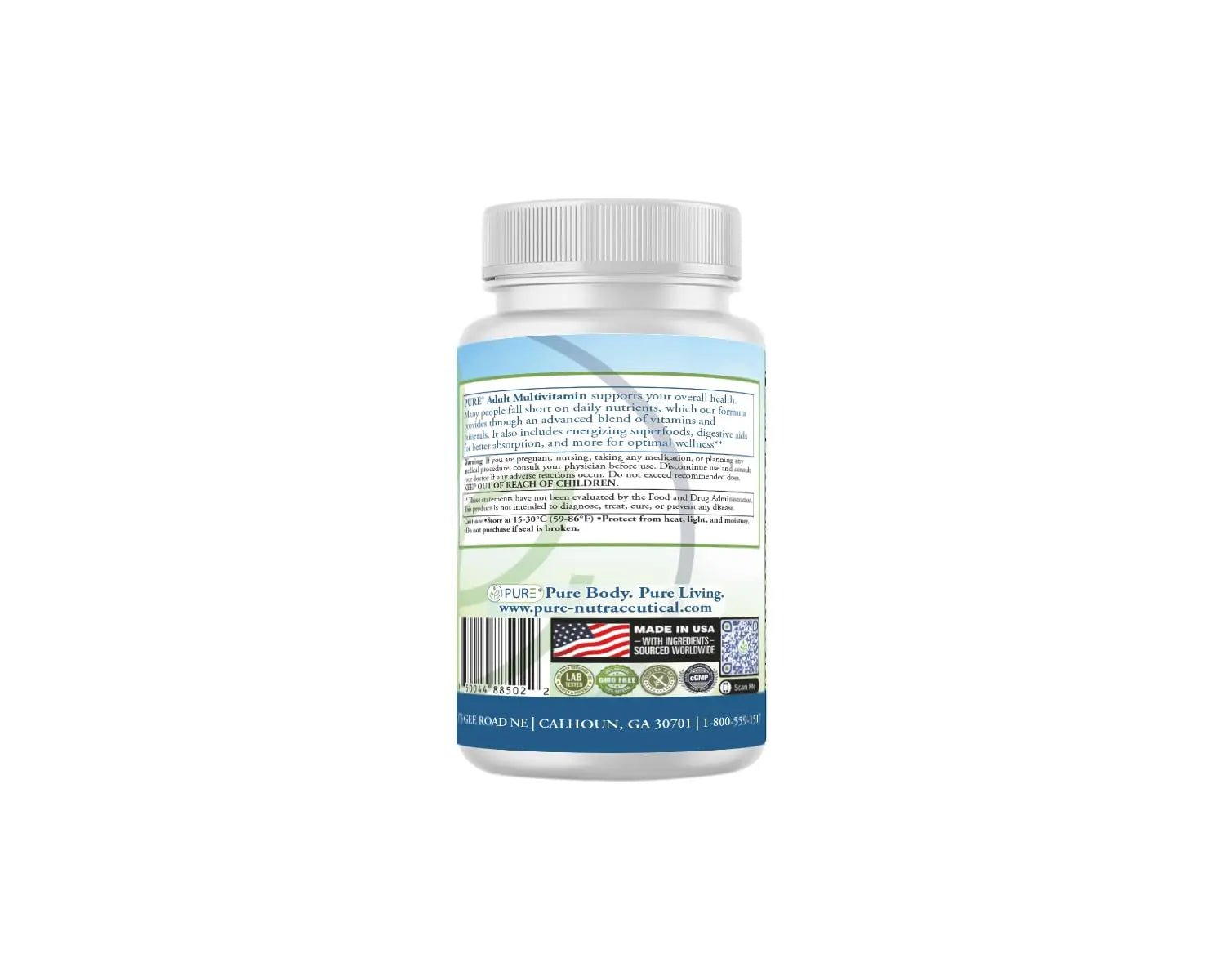 PURE Adult Multivitamin with Vitamins A, C, D3, B12, Minerals, Digestive Enzymes, 90 Capsules, 30 Servings PURE Au supplements