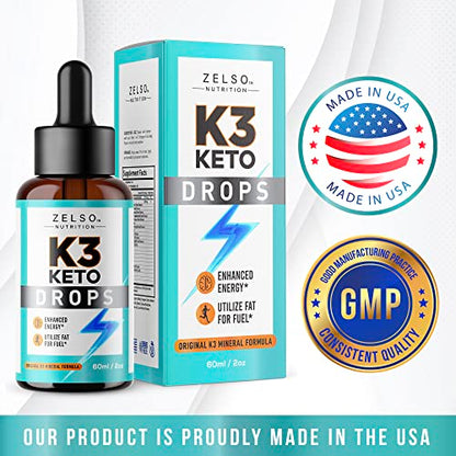 (3 Pack) K3 Keto Drops for Weight Loss - Fat Burner & Metabolism Booster | Advanced Keto ZELSOAU supplements