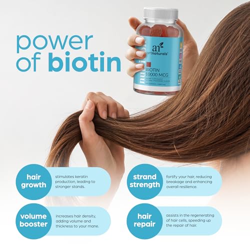 Artnaturals Biotin Gummies for Hair Growth - (100 Gummies - 10000mcg) - Natural Strawberry Artnaturals Au supplements