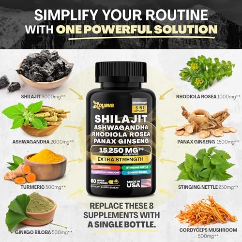 Zoyava Shilajit Pure Himalayan 9000MG,Energy Booster Ashwagandha 2000MG Zoyava Au supplements