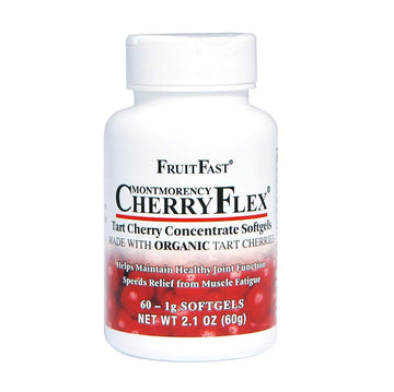 FruitFast CherryFlex 100% Red Tart Organic Cherry Concentrate Supplement - Chewable Softgel - 60 Count - Non-GMO and Gluten Free - Promotes Healthy Joint Function* FruitFast Au supplements