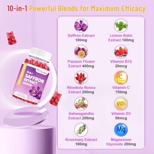VZOXAINS 2 Pack Saffron Supplement Gummies, Sugar Free Saffron Extract with Magnesium VZOXAINS Au supplements