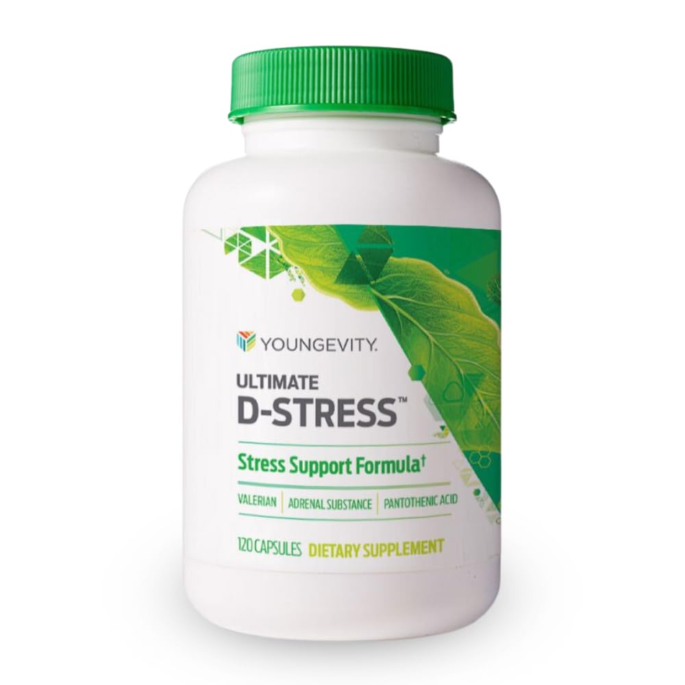 Youngevity Ultimate D-Stress™ – Natural Stress Relief Supplement with Magnesium, Valerian Root Extract, and B Vitamins – Supports Adrenal Health and Nervous System – 120 Capsules (Pack of 1) Youngevity Au supplements
