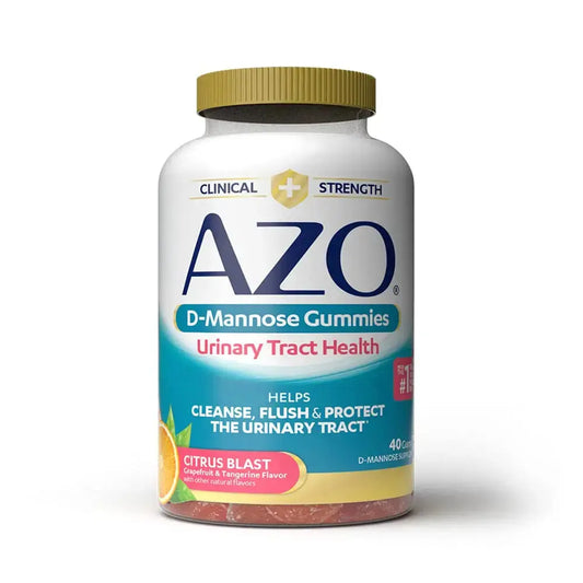 AZO D Mannose Urinary Tract Health Gummies, 40 Count, Clinical Strength 2000mg, Helps Cleanse, Flush & Protect, No.1 Pharmacist Recommended Brand, Vegan Tangy Citrus Blast Flavor, Non-GMO, Gluten Free AZOAU supplements