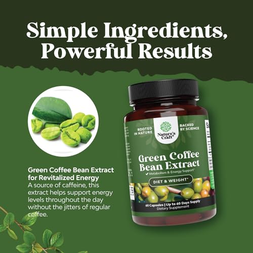 Green Coffee Bean Extract for Weight Loss Dietary Supplement Maximum Strength Vitamins Natures Craft Au supplements