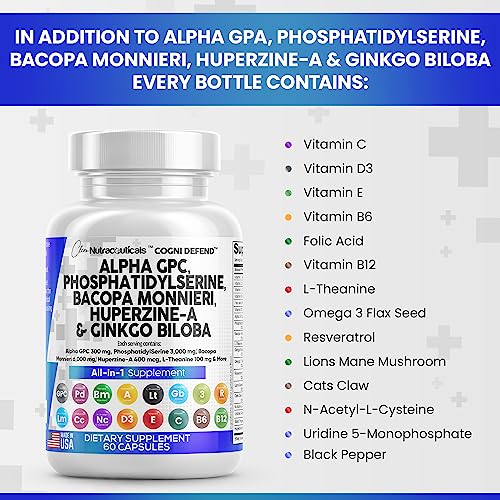 Alpha GPC Choline 300mg Phosphatidylserine 3000mg Bacopa Monnieri Clean Nutraceuticals Au supplements