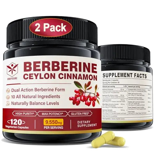 Berberine Supplement 1500mg with Ceylon Cinnamon, Bitter Melon, Banana Leaf envycureAU supplements