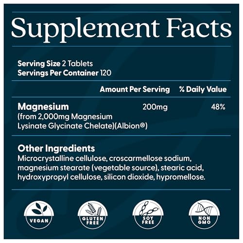 Doctor's Best High Absorption Magnesium Glycinate Lysinate Supplement for Sleep Support - Chelated Magnesium Tablets for Women & Men, 200mg per Serving, Supports Calm & Relaxation, Vegan - 240 Count Doctor's BEST Au supplements