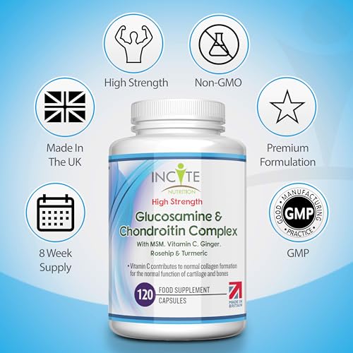 Glucosamine and Chondroitin High Strength Complex with MSM, Vitamin C, Ginge Incite Nutrition Au supplements