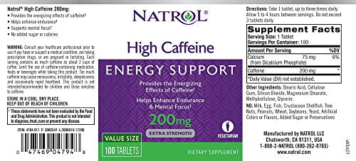 Natrol High Caffeine Tablets, Energy Support, Helps Enhance (Pack of 12) Natrol Au supplements