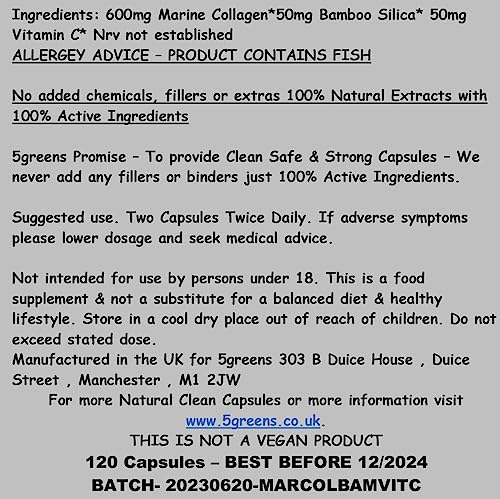 Marine Collagen Capsules 2400mg - Collagen Capsules with Bamboo & Vitamin C 5greens Au supplements