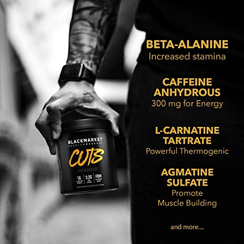 BLACKMARKET CUTS Pre Workout - Flavored Energy Powdered Drink Mix for Men BLACKMARKET Au supplements