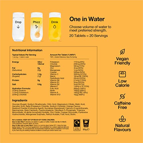 Phizz Electrolytes, Multivitamin & Hydration Tablets - 20 Effervescent Rehydration Electroly Phizz Au supplements