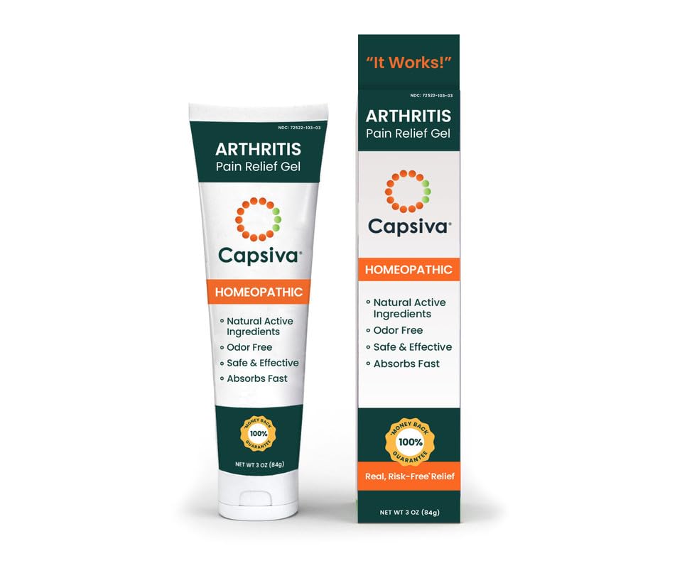 Capsiva Pain Relief Topical 3oz Tube, 2 Pack, for Your Hands, Neck, Back, Joints, Non-Greasy, No Burn, Odor Free, Homeopathic Active Ingredients, Contains Capsaicin & Arnica, Absorbs Fast Capsiva Au supplements