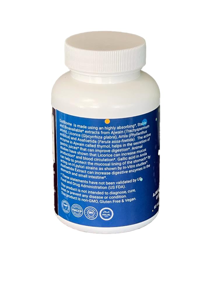 Metacure GutBiome – Liposomal Extracts of Ajwain, Licorice, Amla & Asafoetida – Advanced Digestive Support Formula – Vegan, Non‑GMO, Gluten‑Free – 60 Capsules Metacure Au supplements