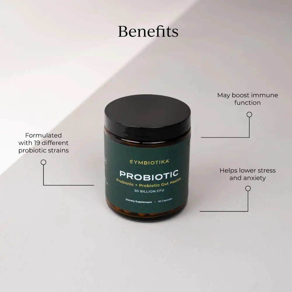 CYMBIOTIKA Probiotic + Prebiotic, 60 Billion CFU - 19 Strains, Gut Health Supplement for Women & Men, Immune Support, Digestive Health, & Gut Balance, 90 Capsules, 1 Month Supply, Made in USA CYMBIOTIKA Au supplements