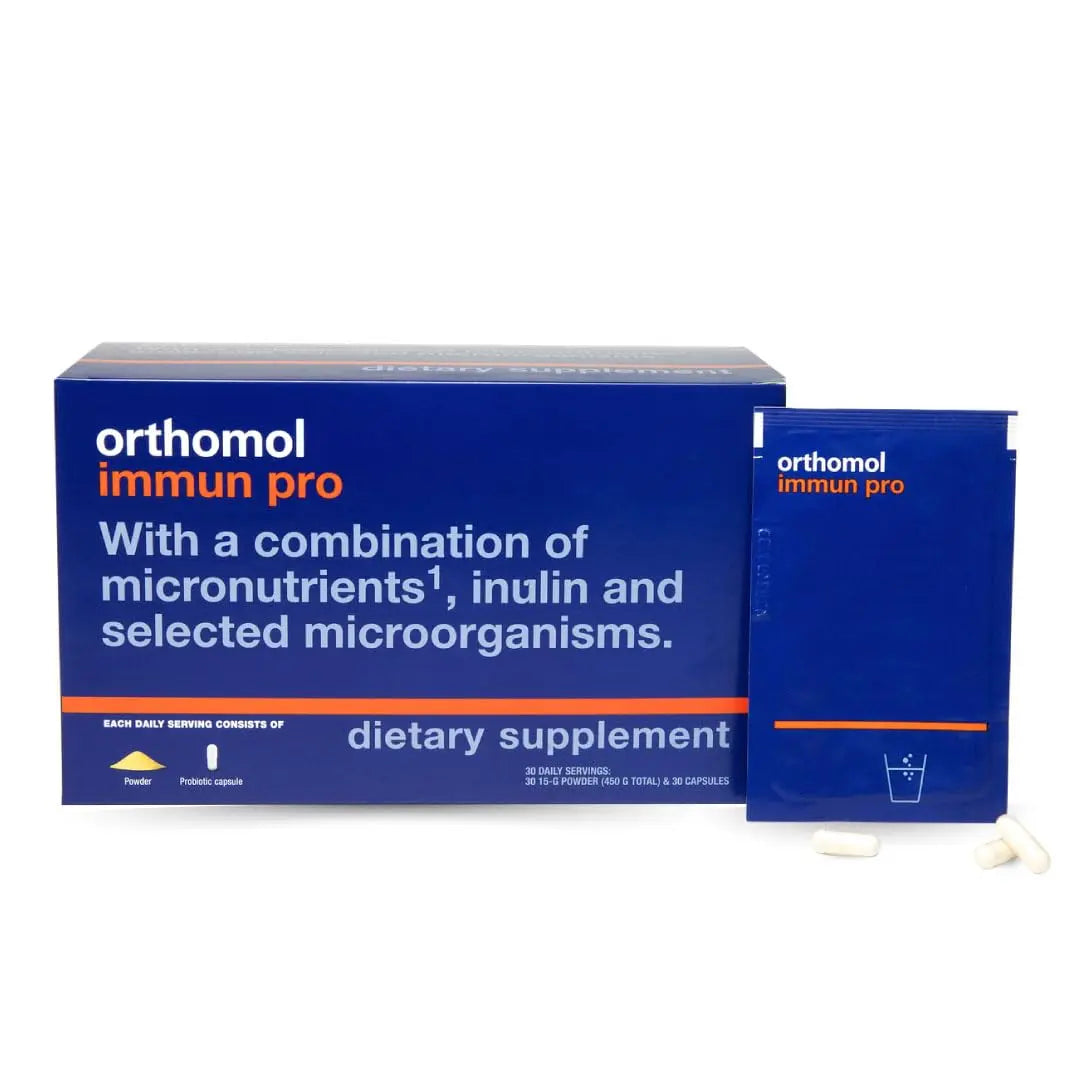 Orthomol Immun Pro, Immune Support & Gut Health Powder & Capsules for Adults with Probiotics, Prebiotics, Fiber, Vitamin C, Zinc, Selenium, Iodine, Vitamin D, E, A,B, Calcium (30 Day Supply) Orthomol Au supplements