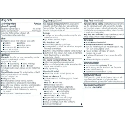 Advil Liqui-Gels Pain Reliever And Fever Reducer, Pain Medicine For Adults With Ibuprofen 200mg For Headache, Backache, Menstrual Pain And Joint Pain Relief - 40 Liquid Filled Capsules Advil Au supplements