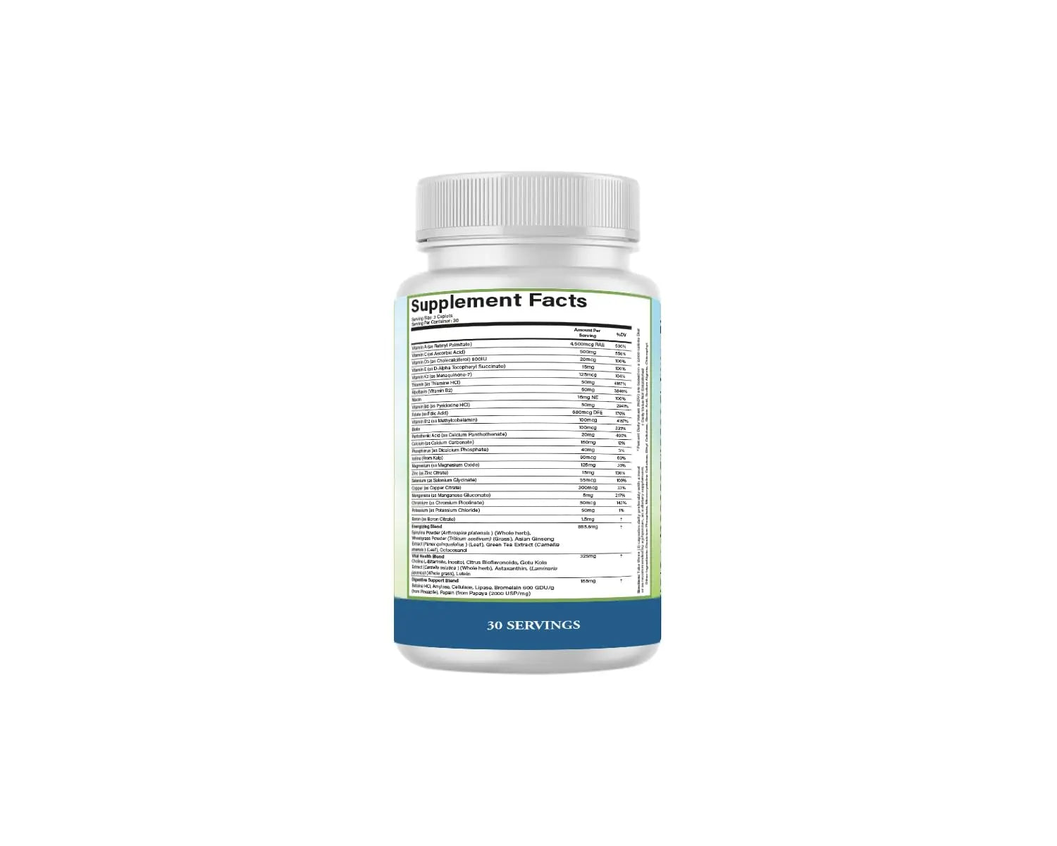 PURE Adult Multivitamin with Vitamins A, C, D3, B12, Minerals, Digestive Enzymes, 90 Capsules, 30 Servings PURE Au supplements