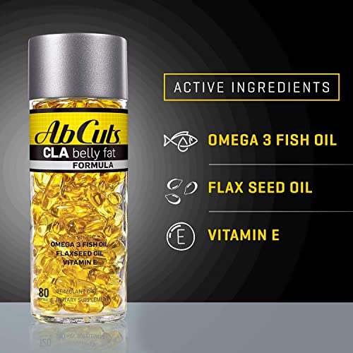Ab Cuts CLA Belly Fat Formula - 80 Easy-to-Swallow Softgels - Omega 3 Fish Oil, Flaxseed AbCuts Au supplements