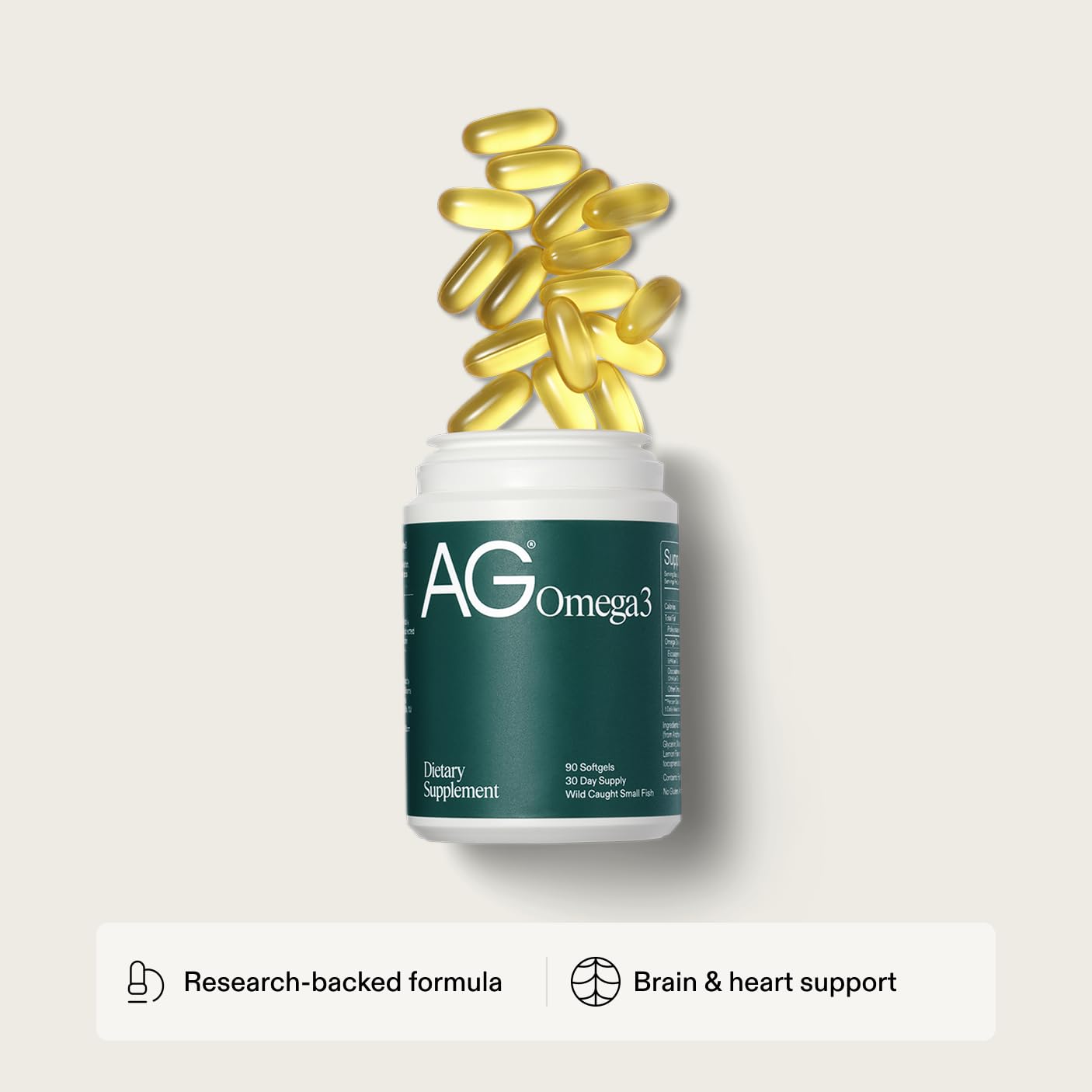 AG1 Omega 3 Fish Oil Softgels – 2000mg EPA & DHA from Wild-Caught Fish, Supports Heart, Brain & Joint Health | 90 Capsules | Athletic Greens Supplement AG1 Au supplements
