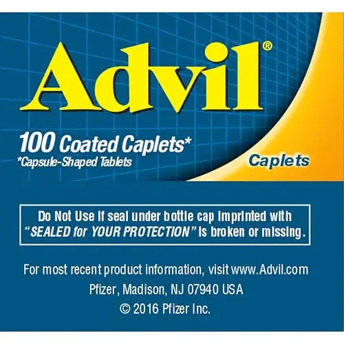 Advil Pain Reliever and Fever Reducer, Pain Relief Medicine with Ibuprofen 200mg for Headache, Backache, Menstrual Pain and Joint Pain Relief - 100 Coated Caplets Advil Au supplements