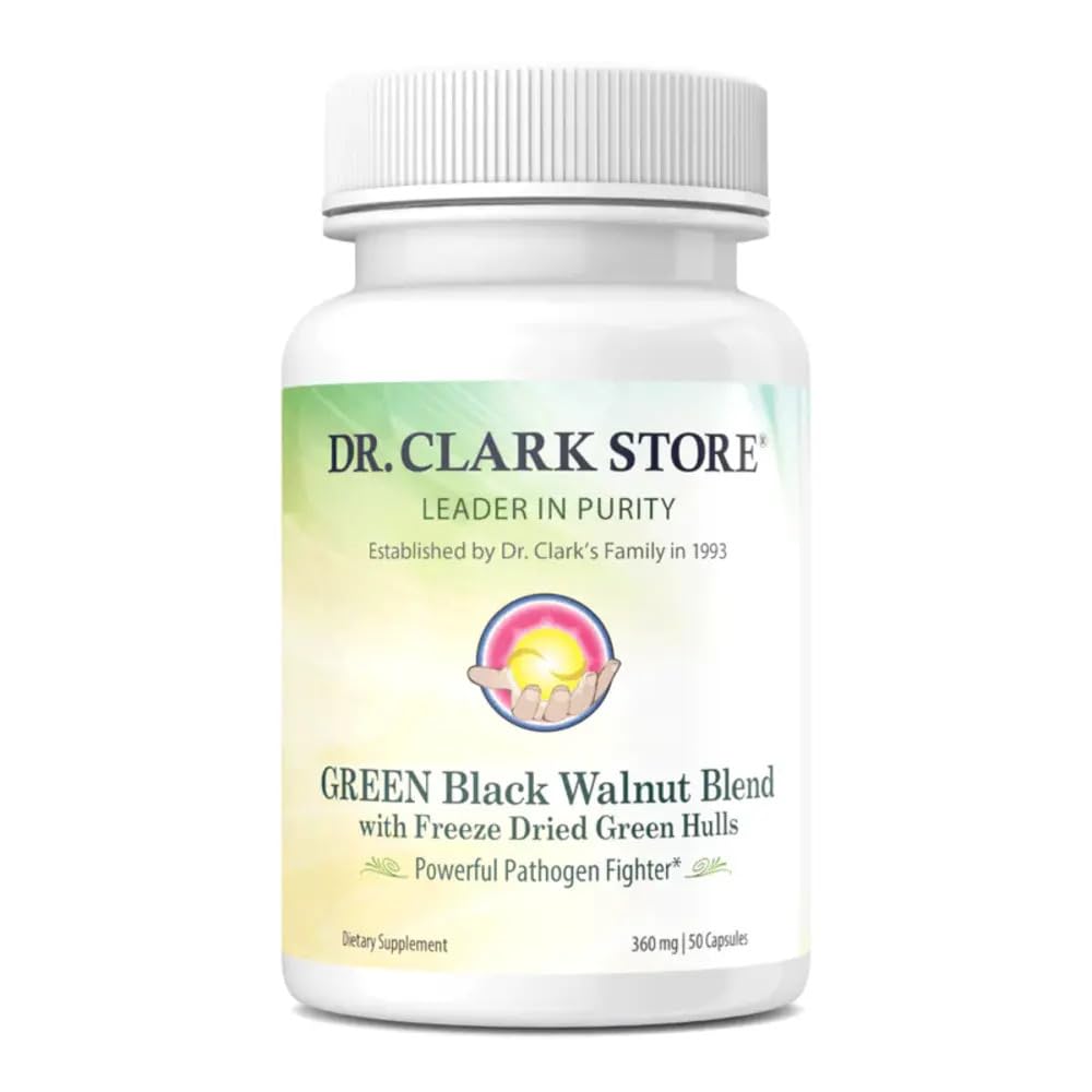 Dr Clark Green Black Walnut Blend - Freeze Dried Hull Dietary Supplement, Extra Strength Formula from All Natural Walnuts, Supports Healthy Intestinal Environment, 360mg, 50 Gelatin Capsules Dr Clark Store Au supplements