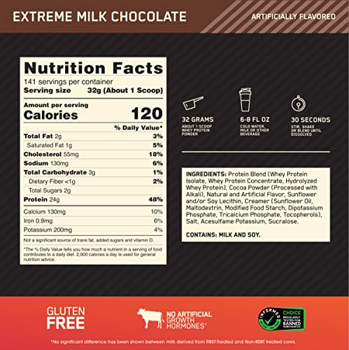 Optimum Nutrition Gold Standard 100% Whey Protein Powder, Extreme Milk Chocolate Optimum Nutrition Au supplements