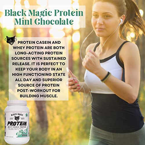 Worldwide Nutrition Bundle, 2 Items: Black Magic Multi-Source Protein Powder - Whey, Egg Albumin Enzymes, Micellar Casein & MCTs - Muscle Mass Gaining - Mint Chocolate Flavor - 2 LB and Keychain Worldwide Nutrition Au supplements